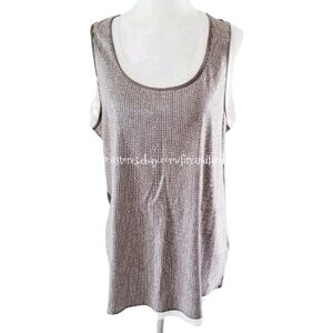 CHICO'S SEQUIN TAUPE STRETCH KNIT TANK SZ L